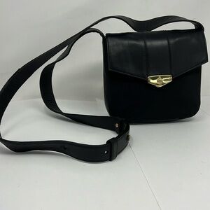 Mark Cross Black Leather and Nylon Shoulder Crossbody Bag
